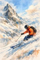 Skieur de montagne dynamique