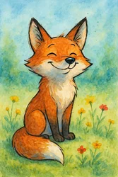 Renard joyeux dans la prairie