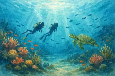 Plongeurs et tortues