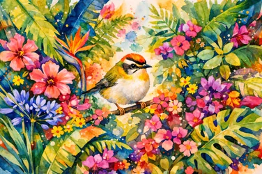 Un jardin tropical haut en couleur
