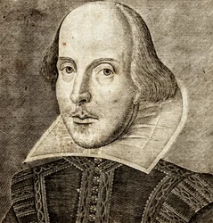 Portrait de William Shakespeare sur la page de titre de Comédies, histoires et tragédies