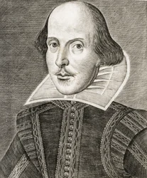 Portrait de William Shakespeare sur la page de titre des Comédies, histoires et tragédies i...