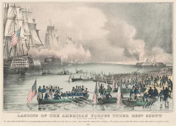 Débarquement des forces américaines sous le général Scott : à Vera Cruz le 9 mars 1847