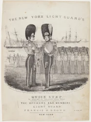 La marche rapide de la Garde légère de New York : interprétée par le Brass Band de Dodworth. Composée et respectueusement dédiée aux officiers et membres de la Garde légère; par Francis H. Brown
