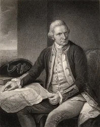 Capitaine James Cook, gravé par W. Holl, tiré de « The National Portrait Gallery, volume IV », publié vers 1820