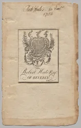 Ex-libris : Armoiries avec inscription de Robert Hale, Esq.