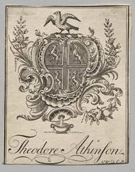 Ex-libris : Armoiries avec inscription de Theodore Atkinson