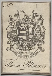 Ex-libris : Armoiries avec inscription de Thomas Palmer
