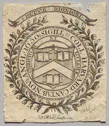 Ex-libris : Sceau du Collège de Harvard