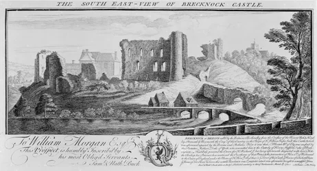 Vue sud-est du château de Brecknock, 1741