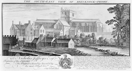 Vue sud-est du prieuré de Brecknock, 1741