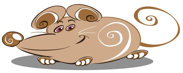 Souris brune bouclée - dessin animé
