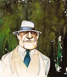 Jean Sibelius, caricaturé en homme âgé