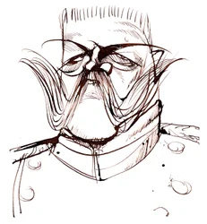 Paul von Hindenburg - Né en Pologne, général et président allemand (1847-1934); caricature