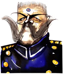 Paul von Hindenburg - Né en Pologne, général et président allemand (1847-1934); caricature en couleur