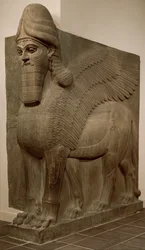 Lion ailé à tête humaine, lamassu, vers 883-859 av. J.-C.