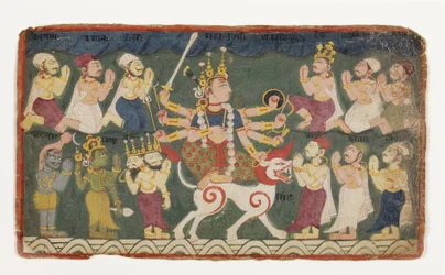 Mahalakshmi chevauchant son lion, du Devimahatmya, c.1750