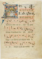 Ange dans une initiale historiée "A" d