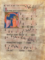 Folio antiphonique avec initiale "E" historiée (CBL W 195.097)