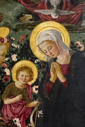 La Vierge Marie, saint Jean et deux anges adorant l