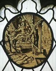 Médaillon : Le roi Assuérus avec Haman (le Livre d