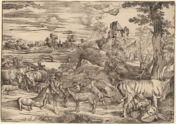 Paysage avec une laitière
