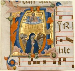 Ascension dans une initiale V, vers 1342-50