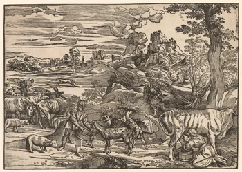 Paysage avec une laitière