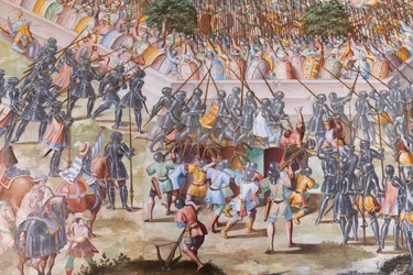 Détail de la fresque dans la Salle des Batailles de la Bataille de La Higueruela en 1431
