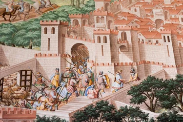 Détail de la fresque dans la Salle des Batailles de la Bataille de La Higueruela en 1431