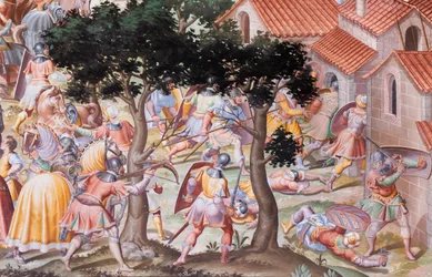 Détail de la fresque dans la Salle des Batailles de la Bataille de La Higueruela en 1431