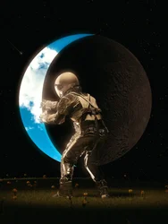 Un astronaute tenant la Lune
