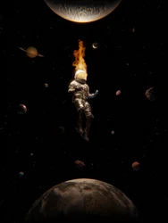 Un astronaute en feu dans l