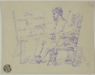 Artiste assis à son chevalet
