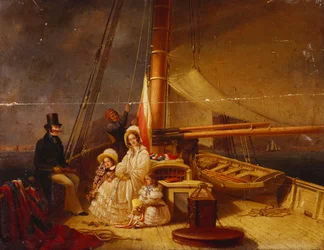 Le Yacht "The Guernsey" avec son propriétaire, sa famille et son équipage à bord