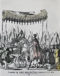 Hogenberg, Nicolas (1500-1539). Le couronnement de Charles Quint à Bologne. Charles Quint (1500-1558). Empereur du Saint-Empire romain germanique (1519-1556) et roi d
