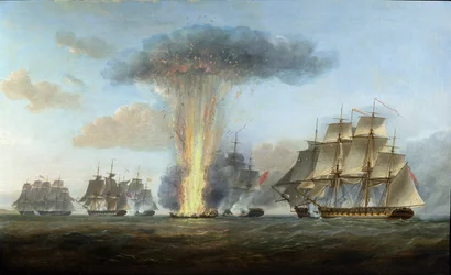 Le H.M.S. « Lively » capturant la frégate espagnole « Clara » au large du cap Sainte-Marie, vers 1806