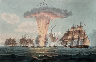 La capture et la destruction de quatre frégates du trésor espagnol, au large de Cadix (Espagne), le 5 octobre