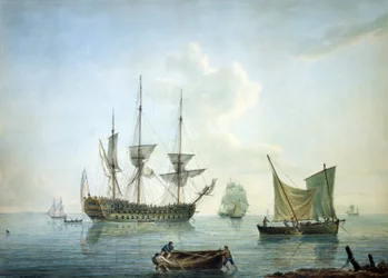 Frégate de troisième classe (70 canons), un bateau de pêche et d