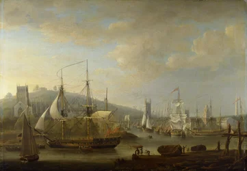 Vue du port de Bristol montrant la cathédrale
