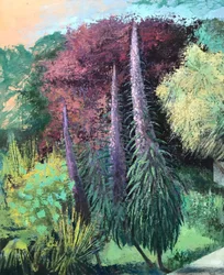 Trois échiums, 2022-23 (huile sur carton)
