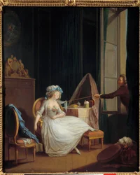 Amour frivole Un homme découvrant la poitrine d