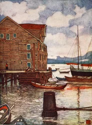Vieux entrepôt et bateaux, Molde, 1905