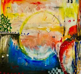 Cercle abstrait aux couleurs vives