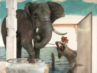 Éléphant avec chien, 2011