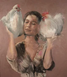 Fille avec des coqs, 2018