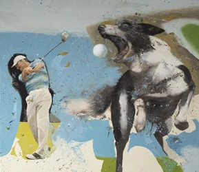 Golfeur avec chien, 2023