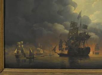 La flotte anglo-néerlandaise sous Lord Exmouth et le vice-amiral Jonkheer Theodorus Frederik van Capellen attaquant les forteresses algériennes, 27 août 1816