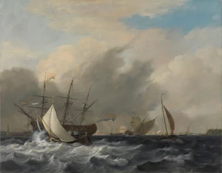 Le Man-of-War "Amsterdam" de la marine au large du Westerlaag