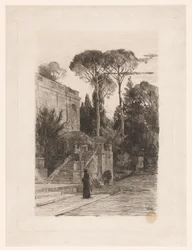 Bâtiment monumental avec jardin